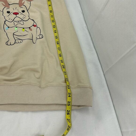 French Bulldog Christmas Sweatshirt Unisex Beige Holiday Novelty Top ?Medium - Picture 6 of 6